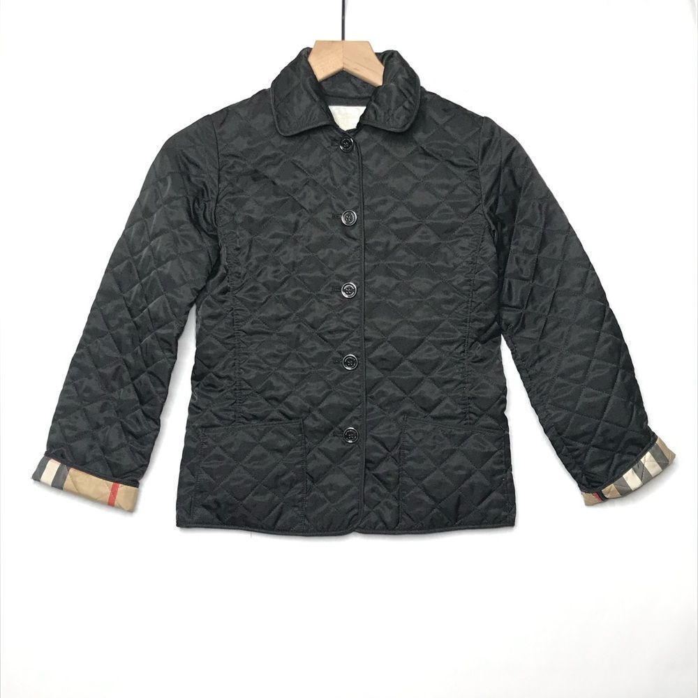Burberry Black Quilted Kids Puffer Jacket with Signature Cuff